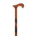 Finely Trimmed Lyptus Walking Stick In Scorched Cherry Brown-Decorative Objects and Figurines-Brown-Wood-JadeMoghul Inc.
