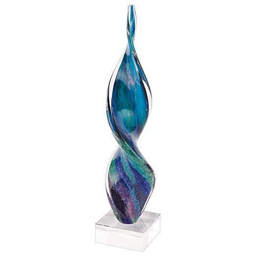 Table Centerpieces - Firestorm Corkscrew Murano Style Art Glass Centerpiece Base 18"