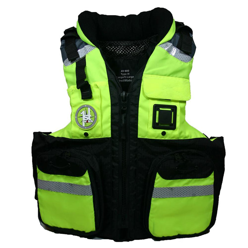 First Watch AV-800 Pro 4-Pocket Vest (USCG Type III) - Hi-Vis Yellow-Black - L-XL [AV-800-HV-L-XL]-Personal Flotation Devices-JadeMoghul Inc.