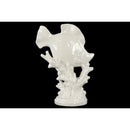 Fish Figurine on Seaweed Pedestal Gloss Finish White - Benzara-Sculptures-White-Ceramic-JadeMoghul Inc.