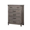 Five Drawer Solid Wood Chest with Crossed Planked Side Panels, Gray-Cabinet and Storage chests-Gray-Solid Wood Wood Veneer Metal-JadeMoghul Inc.