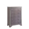 Five Drawer Solid Wood Chest with Mirror Accent Trim, Silver-Cabinet and Storage chests-Silver-Solid Wood Wood Veneer Mirror-JadeMoghul Inc.