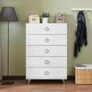 Five Drawers Wooden Chest In Contemporary Style, White-Storage Chests-White-Wood Engineered Wood-JadeMoghul Inc.