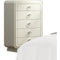 Five Drawers Wooden Chest with Curved Edges, Ivory-Cabinet and Storage Chests-Ivory-Wood Metal And Crystal-JadeMoghul Inc.