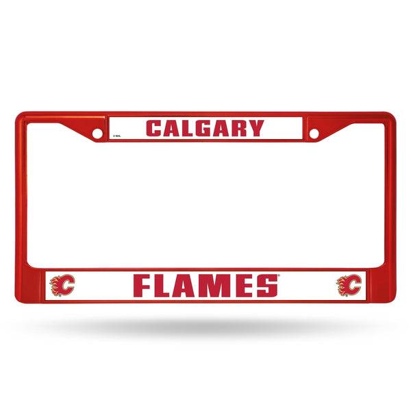 Best License Plate Frame Flames Red Colored Chrome Frame