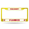 Best License Plate Frame Flames Yellow Colored Chrome Frame