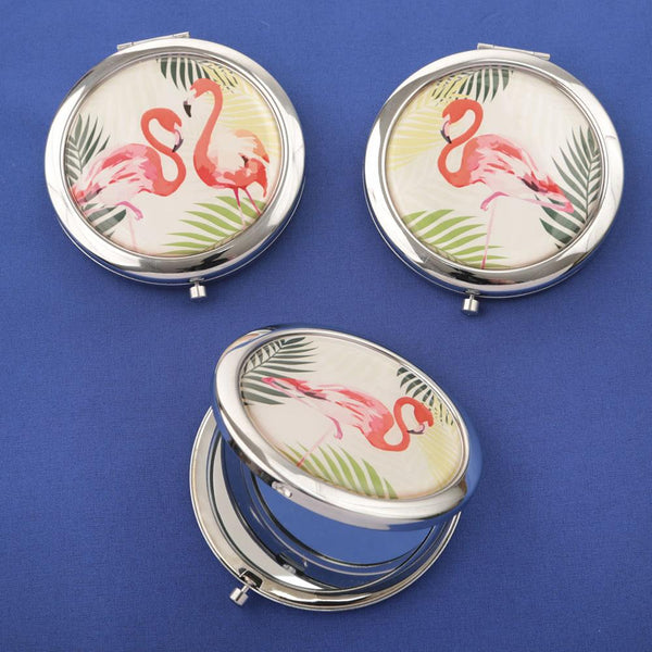 Flamingo compact mirrors - 3 assorted tropical designs-Personalized Gifts for Women-JadeMoghul Inc.