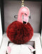 Flamingo Fluffy Pompom Keychain-Red-JadeMoghul Inc.
