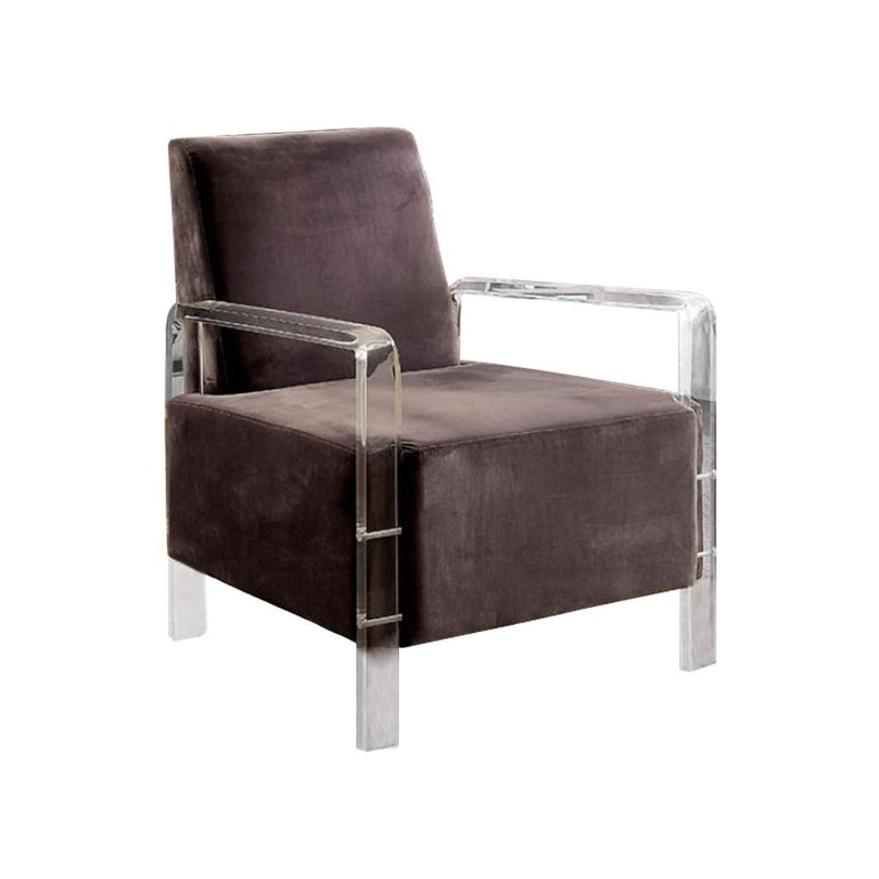 Flannelette Fabric Accent Chair, Gray-Office Chairs-Gray-Solid Wood & Others-JadeMoghul Inc.