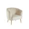 Flannelette Upholstered Shell Tufting Accent Chair with Metal Legs, Gold and Ivory-Accent Chairs-Ivory and Gold-Flannelette Fabric and Metal-JadeMoghul Inc.