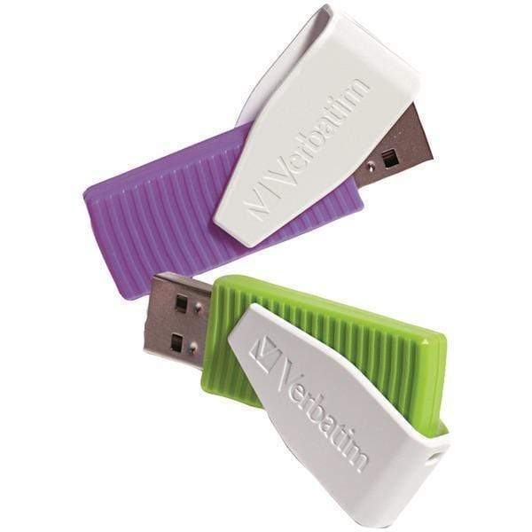 Flash Drives Store 'n' Go(R) Swivel USB Drives (16GB; 2 pk; Green/Violet) Petra Industries