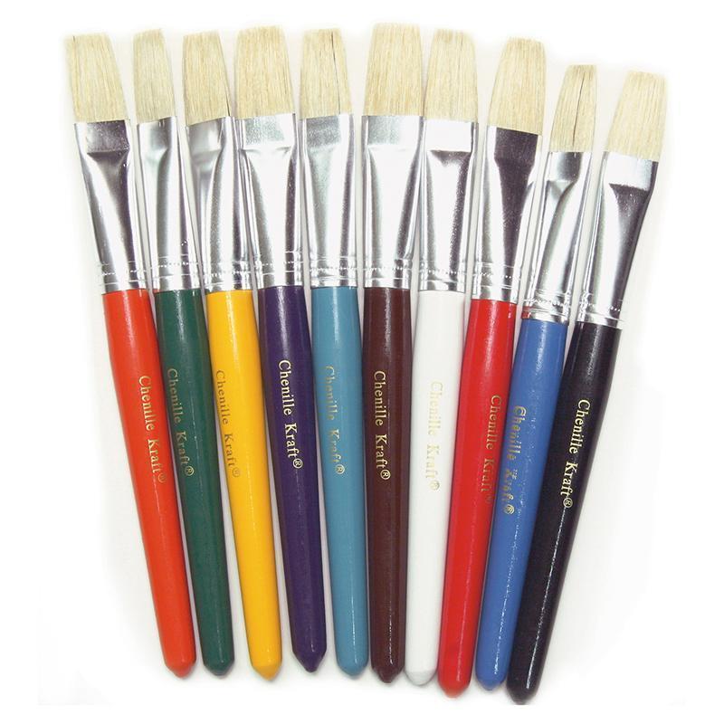 FLAT HANDLE BRUSHES 10/SET-Arts & Crafts-JadeMoghul Inc.