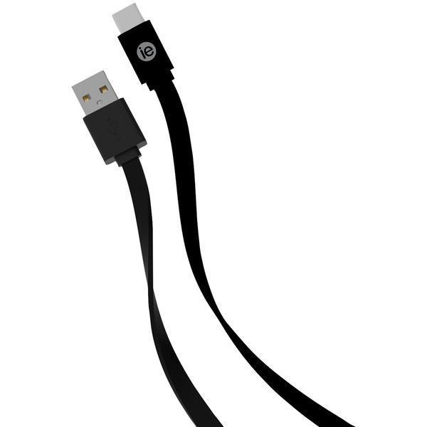 Flat USB-C(TM) to USB-A Cable, 4ft (Black)-Wall Chargers-JadeMoghul Inc.