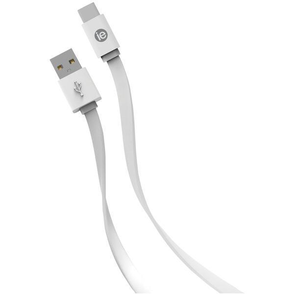 Flat USB-C(TM) to USB-A Cable, 4ft (White)-Wall Chargers-JadeMoghul Inc.