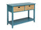 Flavius Console Table with 2 Drawers, Blue-Console Tables-Blue-Solid Wood Leg Wood Veneer MDF Basket Front-JadeMoghul Inc.