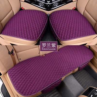 Flax Car Seat Cover Four Seasons Front Rear Linen Fabric Cushion Breathable Protector Mat Pad Auto accessories Universal Size AExp