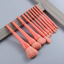FLD 10pcs Natural Hair Colorful Makeup Brushes Professional Foundation Powder Blush Eyeshadow Eyebrow Kabuki Blending Brush Set AExp