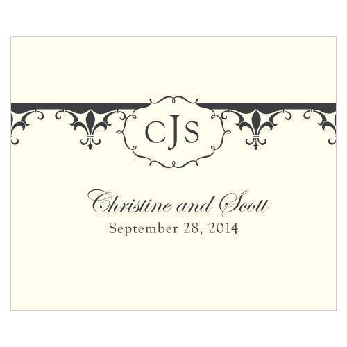 Fleur De Lis Rectangular Label Berry (Pack of 1)-Wedding Favor Stationery-Berry-JadeMoghul Inc.