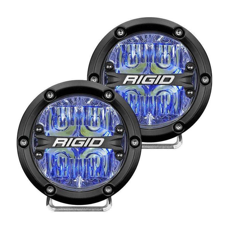 Flood/Spreader Lights RIGID Industries 360-Series 4" LED Off-Road Fog Light Drive Beam w/Blue Backlight - Black Housing [36119] RIGID Industries