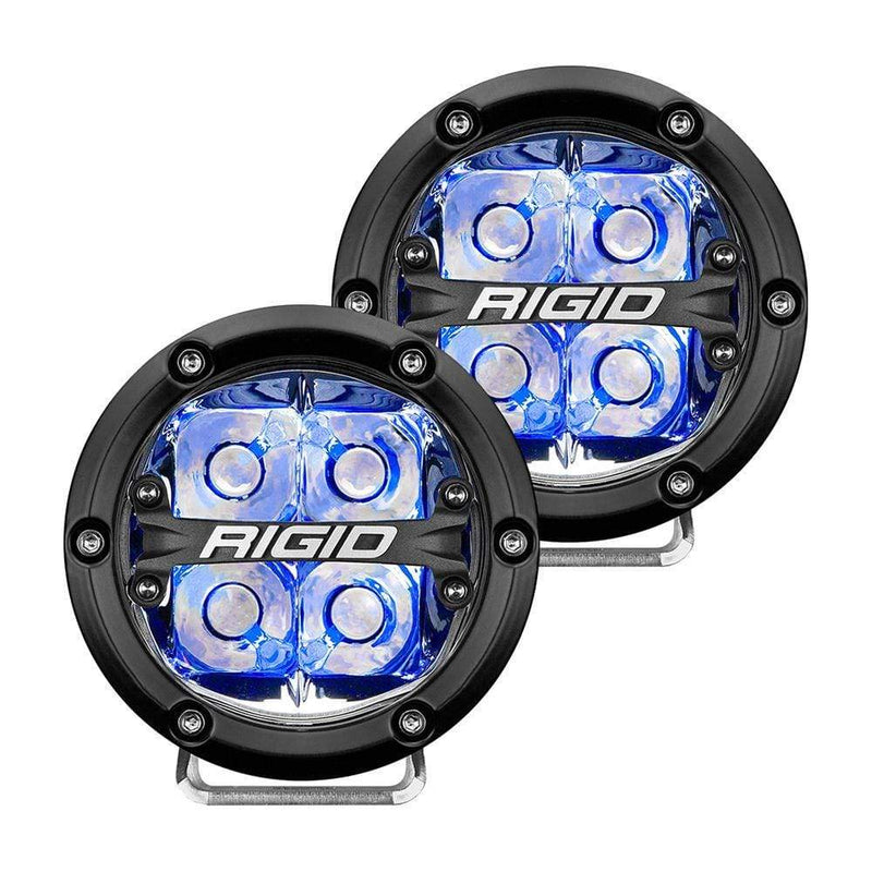 Flood/Spreader Lights RIGID Industries 360-Series 4" LED Off-Road Spot Beam w/Blue Backlight - Black Housing [36115] RIGID Industries