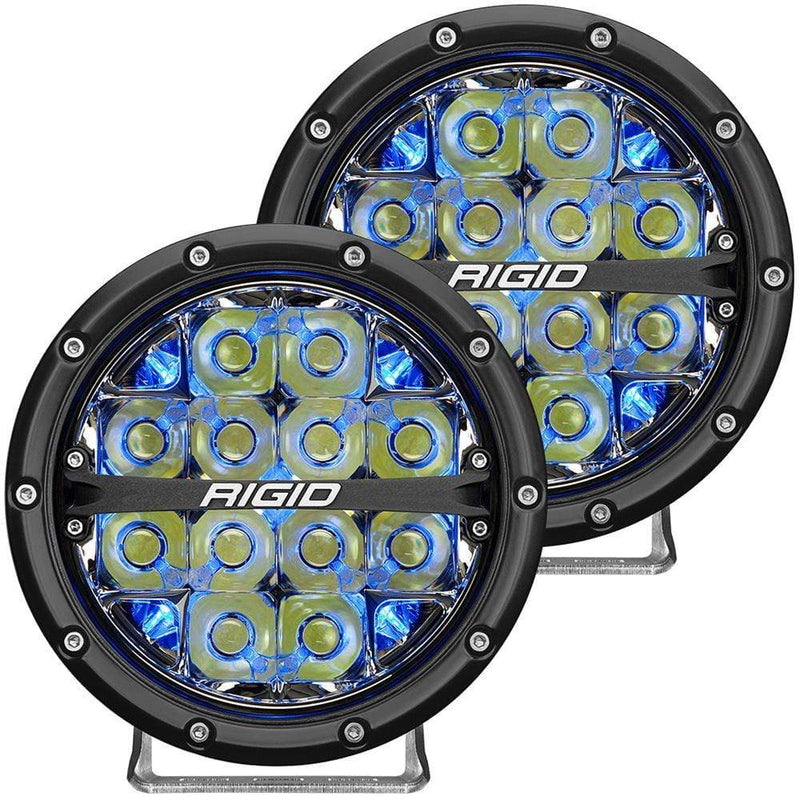 Flood/Spreader Lights RIGID Industries 360-Series 6" LED Off-Road Fog Light Drive Beam w/Blue Backlight - Black Housing [36207] RIGID Industries