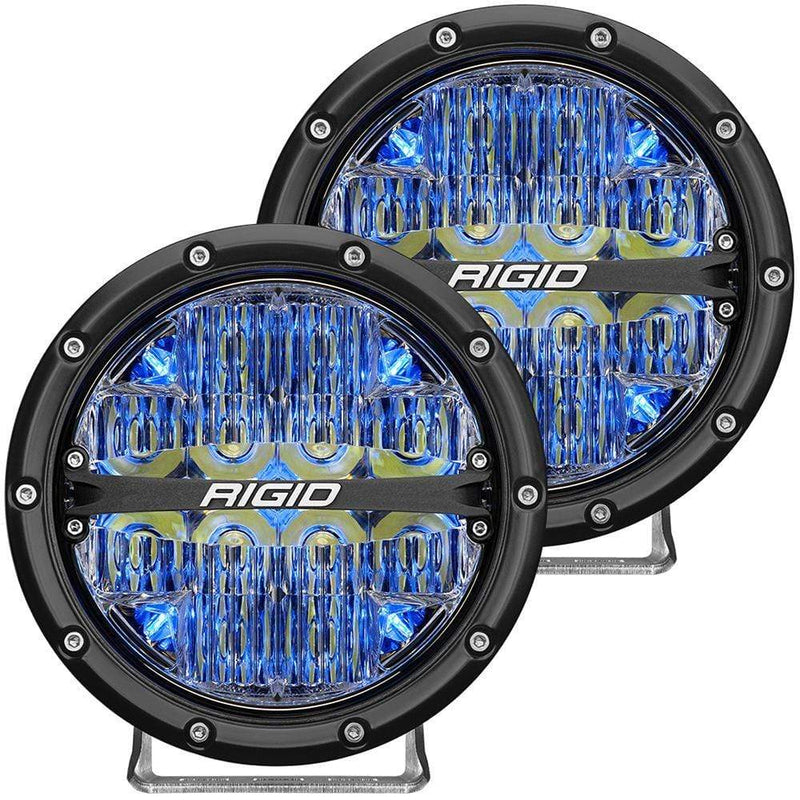Flood/Spreader Lights RIGID Industries 360-Series 6" LED Off-Road Fog Light Spot Beam w/Blue Backlight - Black Housing [36202] RIGID Industries