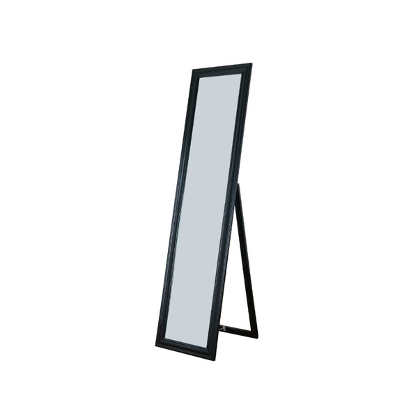 Floor Mirrors Standing Mirror with Decorative Design, Black Benzara