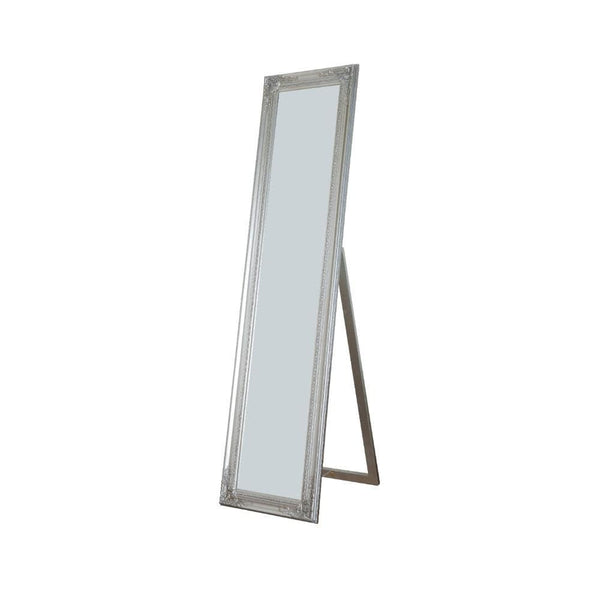 Floor Mirrors Standing Mirror with Decorative Design, Silver Benzara
