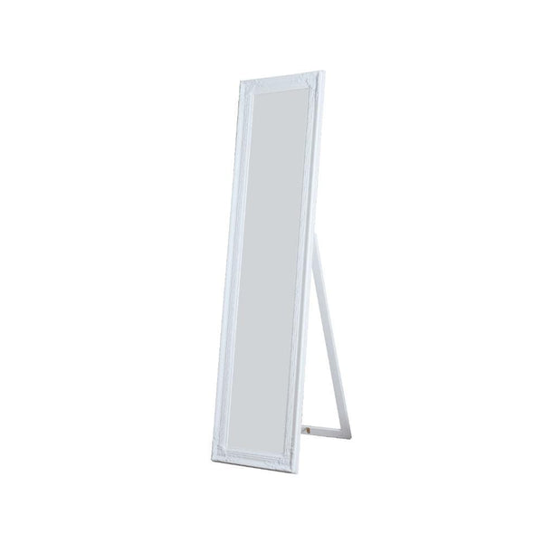 Floor Mirrors Standing Mirror with Decorative Design, White Benzara