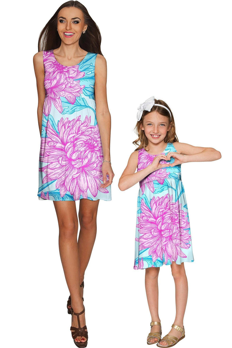 Floral Bliss Sanibel Cute Empire Waist Summer Dress - Girls-Floral Bliss-18M/2-Blue/Pink-JadeMoghul Inc.