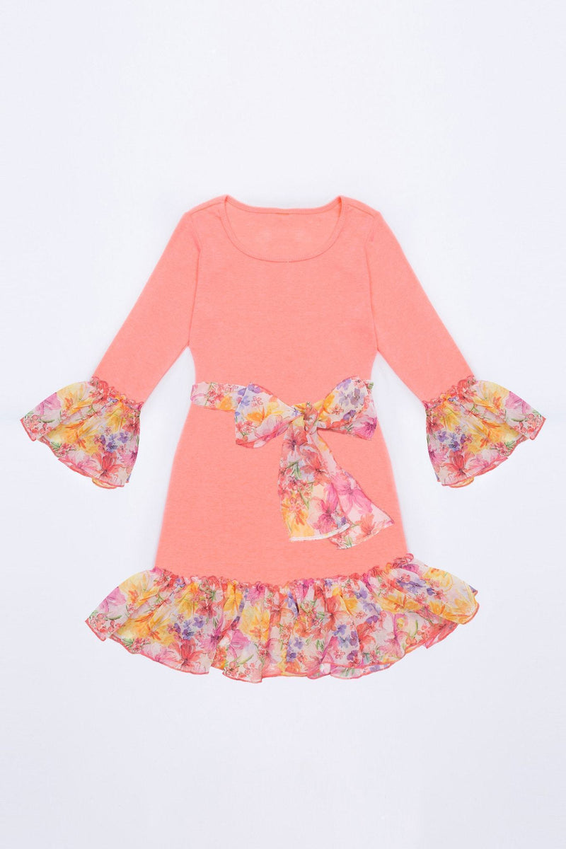 Floral Boho Dress - Girls-Girls Fancy Dresses-6M-Flamingo-JadeMoghul Inc.