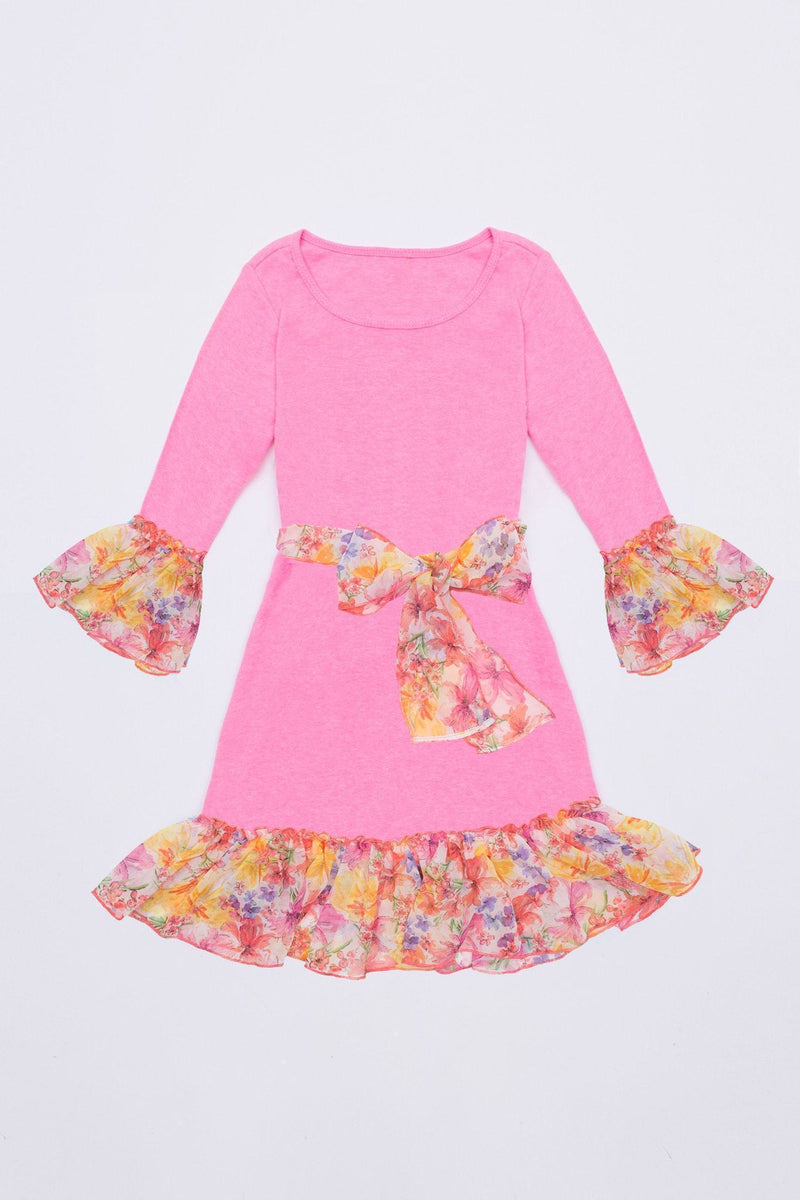 Floral Boho Dress - Girls-Girls Fancy Dresses-6M-Pink Flash-JadeMoghul Inc.