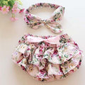 Floral Bow Baby Bloomer Headband set Girl Diaper Covered Tutu Ruffled Panties Infant Shorts Culottes baby Newborn Photo Props-color 1-Newborn-JadeMoghul Inc.