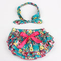 Floral Bow Baby Bloomer Headband set Girl Diaper Covered Tutu Ruffled Panties Infant Shorts Culottes baby Newborn Photo Props-color 12-Newborn-JadeMoghul Inc.