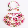 Floral Bow Baby Bloomer Headband set Girl Diaper Covered Tutu Ruffled Panties Infant Shorts Culottes baby Newborn Photo Props-color 15-Newborn-JadeMoghul Inc.