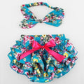 Floral Bow Baby Bloomer Headband set Girl Diaper Covered Tutu Ruffled Panties Infant Shorts Culottes baby Newborn Photo Props-color 4-Newborn-JadeMoghul Inc.