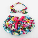 Floral Bow Baby Bloomer Headband set Girl Diaper Covered Tutu Ruffled Panties Infant Shorts Culottes baby Newborn Photo Props-color 5-Newborn-JadeMoghul Inc.