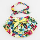 Floral Bow Baby Bloomer Headband set Girl Diaper Covered Tutu Ruffled Panties Infant Shorts Culottes baby Newborn Photo Props-color 7-Newborn-JadeMoghul Inc.