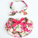 Floral Bow Baby Bloomer Headband set Girl Diaper Covered Tutu Ruffled Panties Infant Shorts Culottes baby Newborn Photo Props-color 8-Newborn-JadeMoghul Inc.