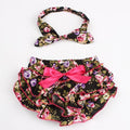 Floral Bow Baby Bloomer Headband set Girl Diaper Covered Tutu Ruffled Panties Infant Shorts Culottes baby Newborn Photo Props-color 9-Newborn-JadeMoghul Inc.