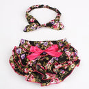 Floral Bow Baby Bloomer Headband set Girl Diaper Covered Tutu Ruffled Panties Infant Shorts Culottes baby Newborn Photo Props-color 9-Newborn-JadeMoghul Inc.
