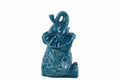 Floral Carved Sitting Elephant Figurine In Ceramic, Medium, Turquoise Blue-Animal Statues-Blue-Ceramic-Glossy Turquoise-JadeMoghul Inc.