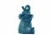 Floral Carved Sitting Elephant Figurine In Ceramic, Medium, Turquoise Blue-Animal Statues-Blue-Ceramic-Glossy Turquoise-JadeMoghul Inc.