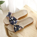 Floral Cotton Bow Tie Jute Slippers-Blue-5.5-JadeMoghul Inc.