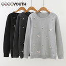 Floral Embroidered Casual Pullover Top-Black-L-JadeMoghul Inc.