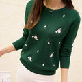 Floral Embroidered Casual Pullover Top-Green-L-JadeMoghul Inc.
