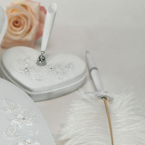 Floral Fantasy Heart Shaped Pen Set (Pack of 1)-Wedding Reception Accessories-JadeMoghul Inc.