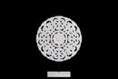 Floral Patterned Round Wooden Wheel Ornament On Rectangular Stand, Small, White-Home Accent-White-Wood-JadeMoghul Inc.