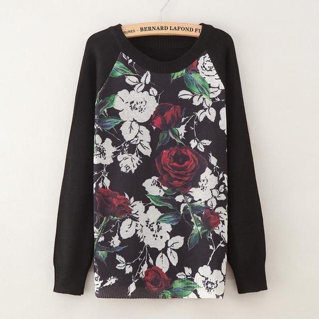 Floral Print Casual Sweater Top-gg32-XL-JadeMoghul Inc.