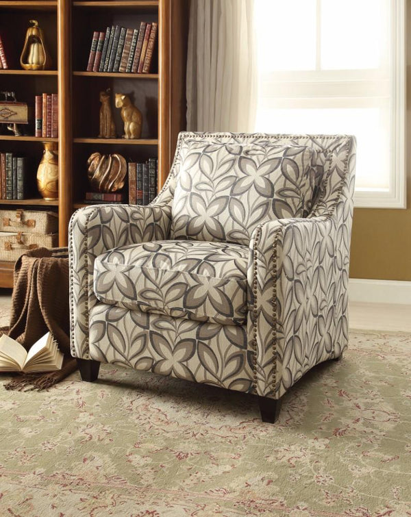 Floral Print Fabric Chair, Multicolor-Armchairs and Accent Chairs-Multicolor-Fabric Frame: Hermlock/Fir Solid Wood Ply Foam-JadeMoghul Inc.